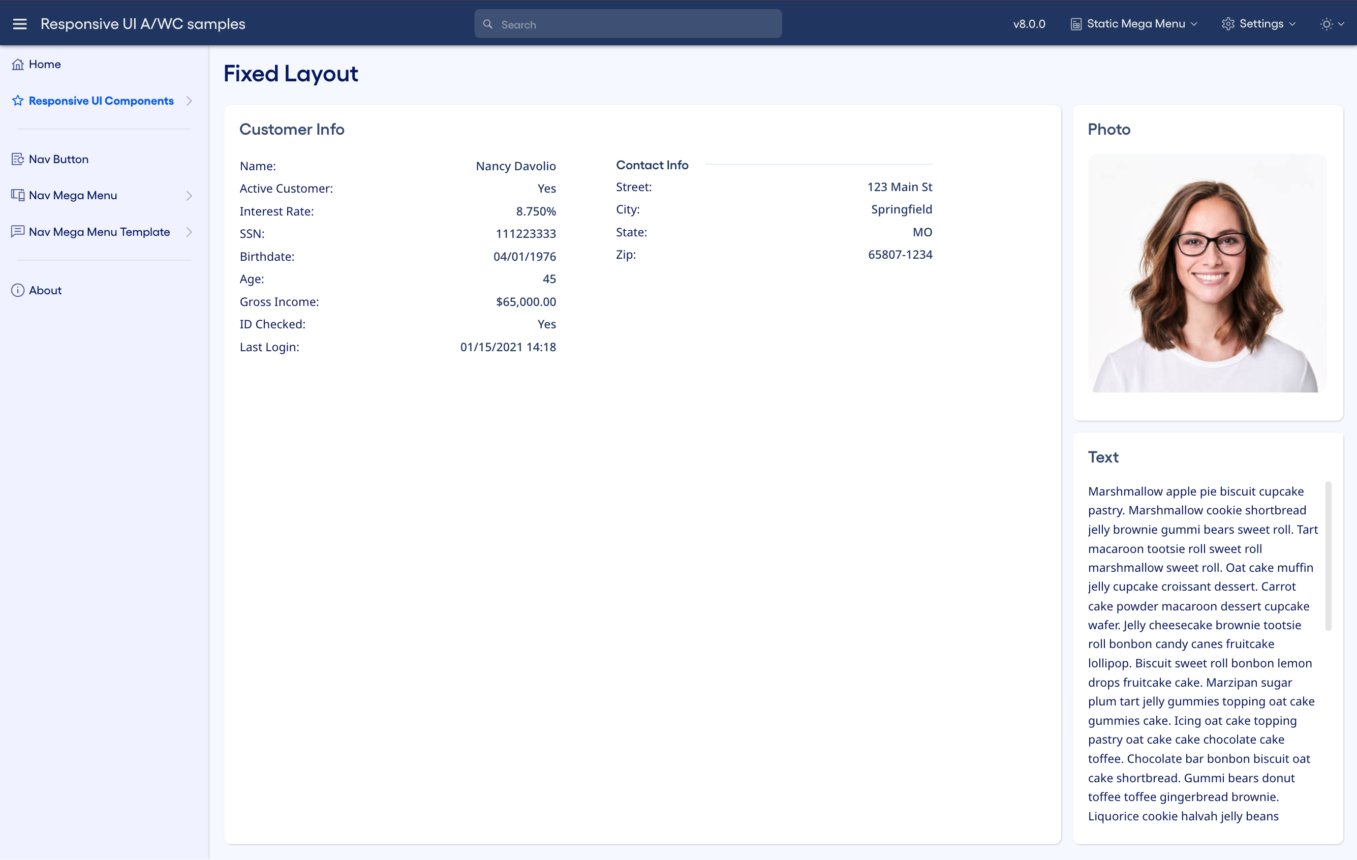 This view uses fixed layout and has three display blocks