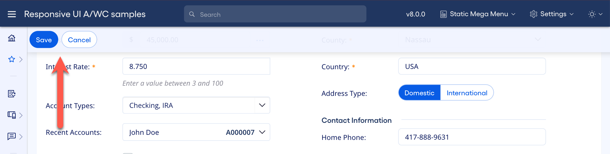 Large Form with floating toolbar
