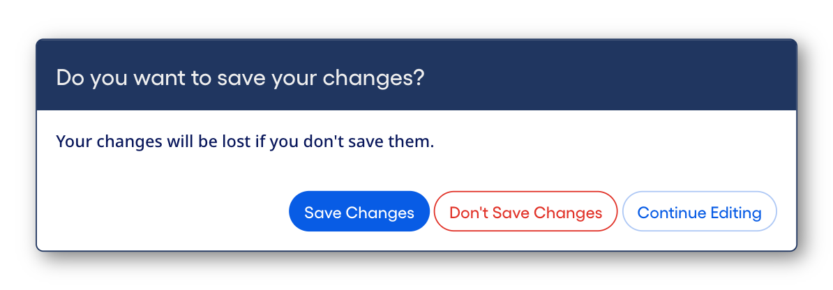 Unsaved changes dialog when the form does not contain validation errors