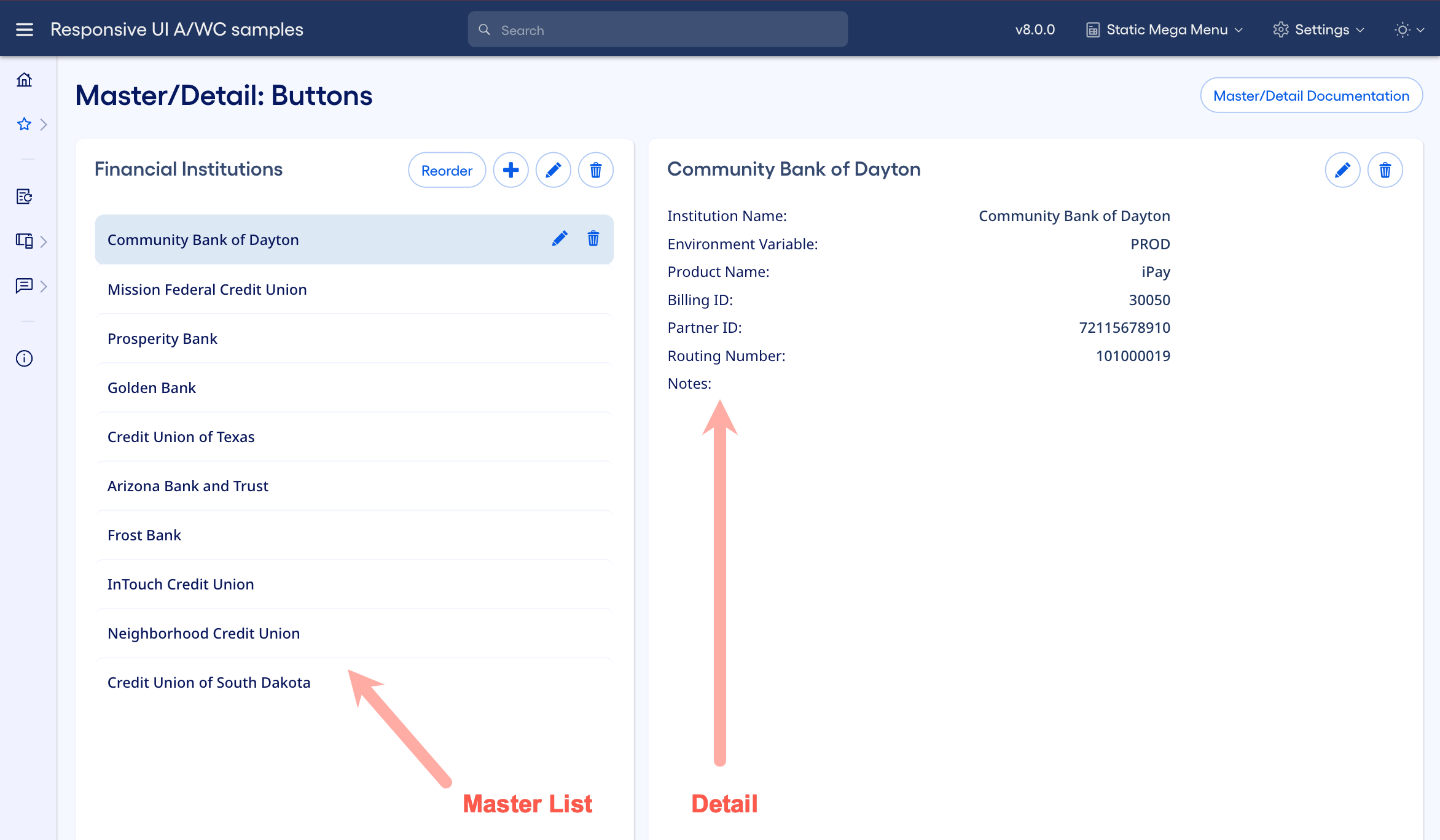 Master/Detail example