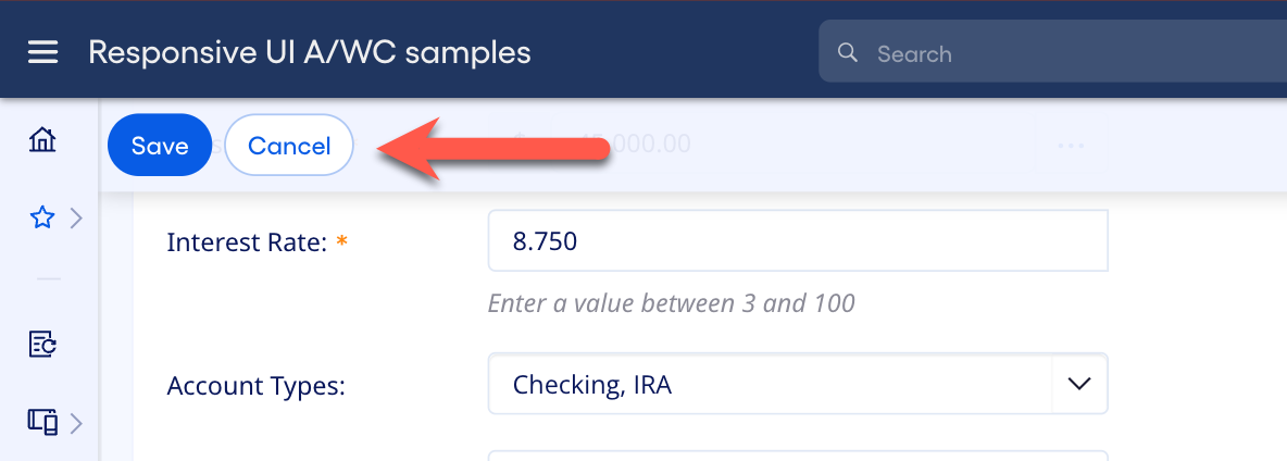 Floating toolbar button example