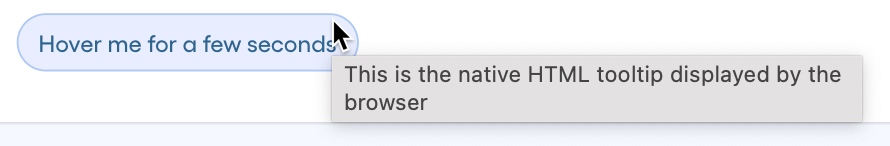 Native tooltip for a button